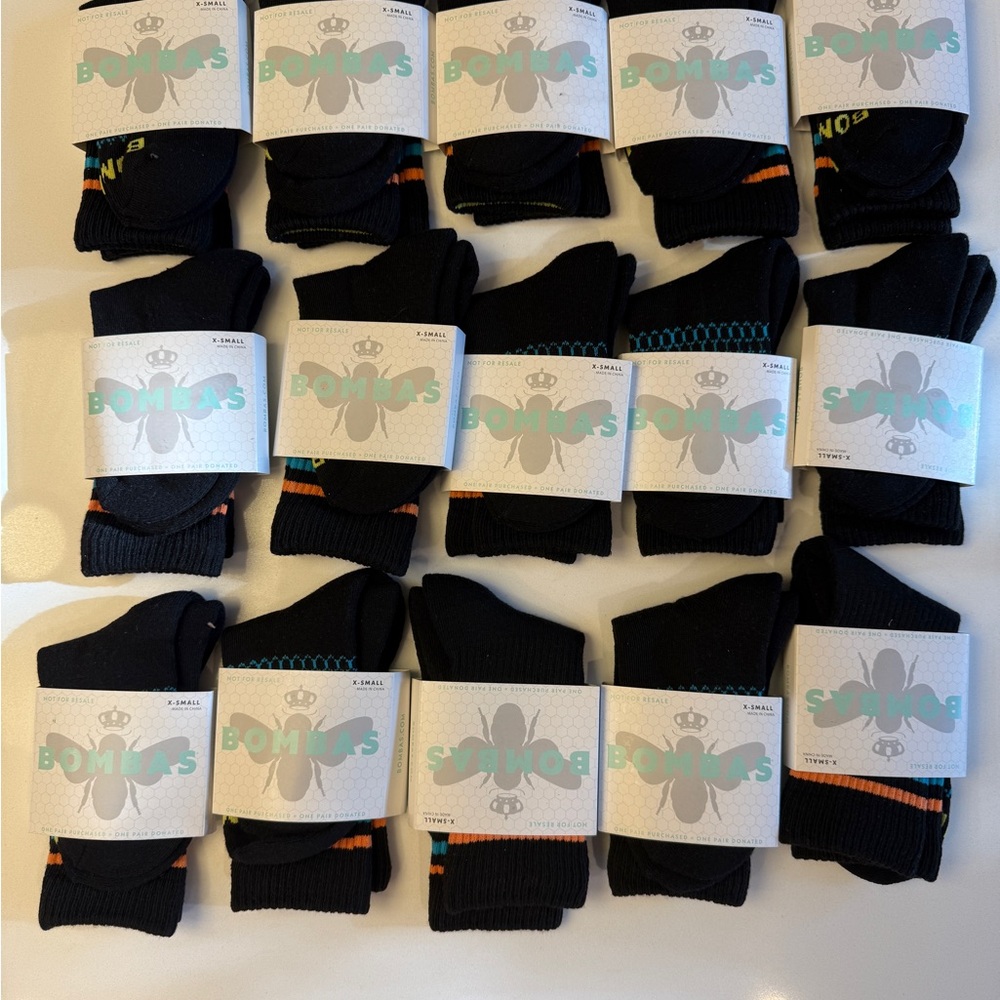 BOMBAS Crew Calf Toddler Socks Black XS Lot of 15